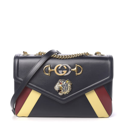 Gucci Vitello Palmellato Lux Crystal Medium Rajah Shoulder Bag Blue Romantic Cerise Butter Multicolor 1 of 11