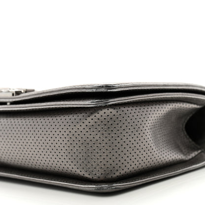 Chanel Metallic Lambskin Perforated New Medium Boy Flap Dark Silver 10 of 10