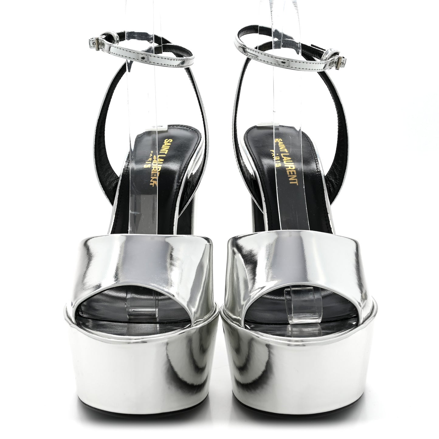Metallic Patent Jodie 95 Platform Sandals 38 Silver