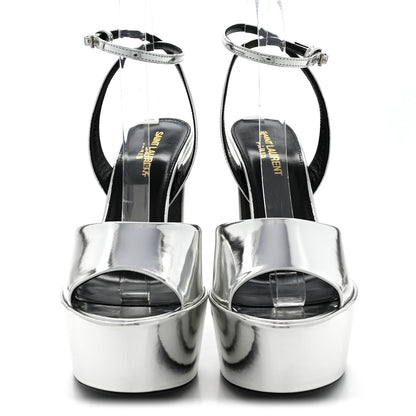 Saint Laurent Metallic Patent Jodie 95 Platform Sandals 38 Silver 3 of 8