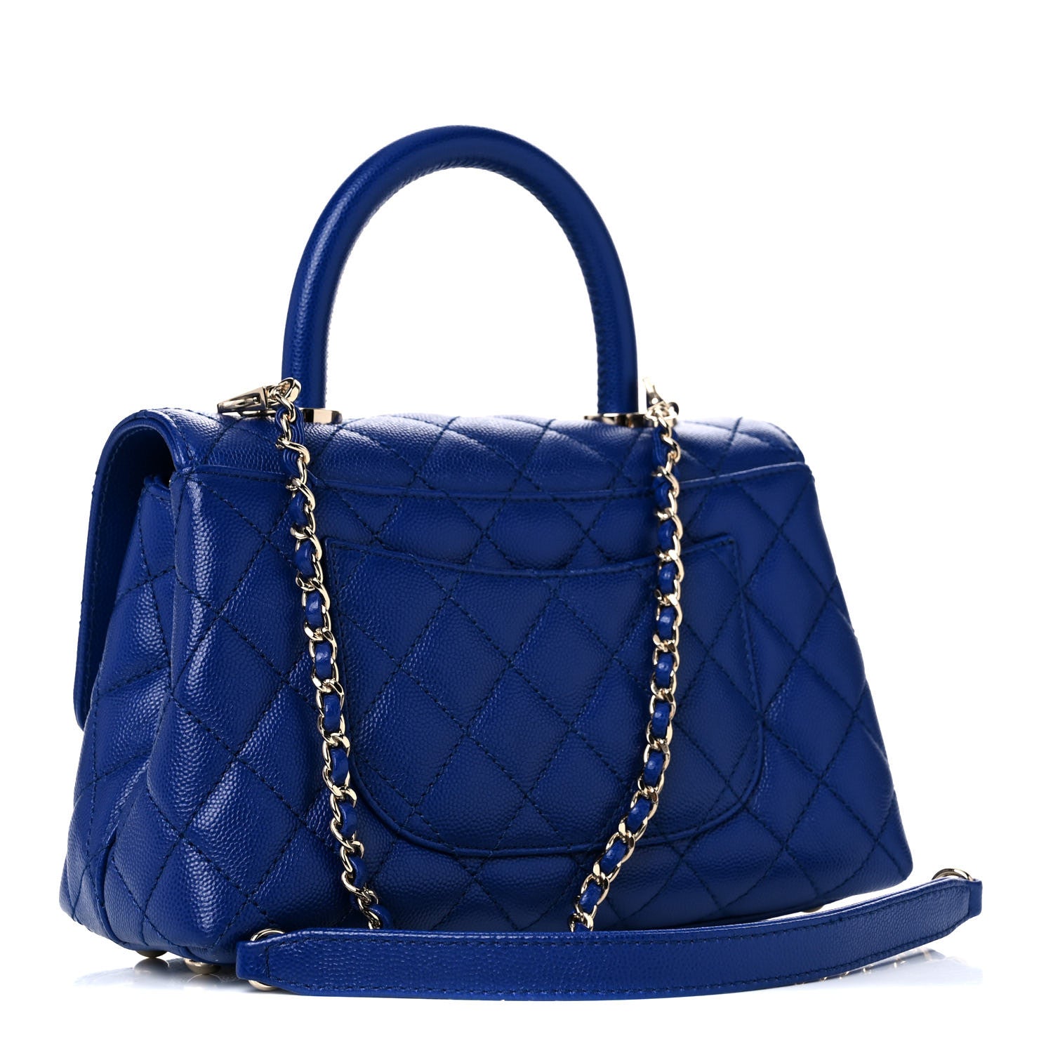 Chanel Caviar Quilted Mini Coco Handle Flap Blue 2 of 14