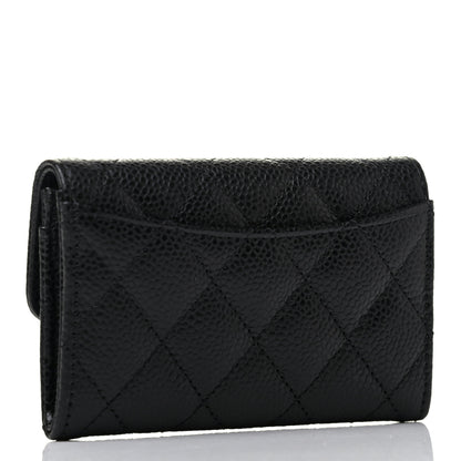 Chanel Caviar Quilted Flap Card Holder Wallet Black 3 of 9