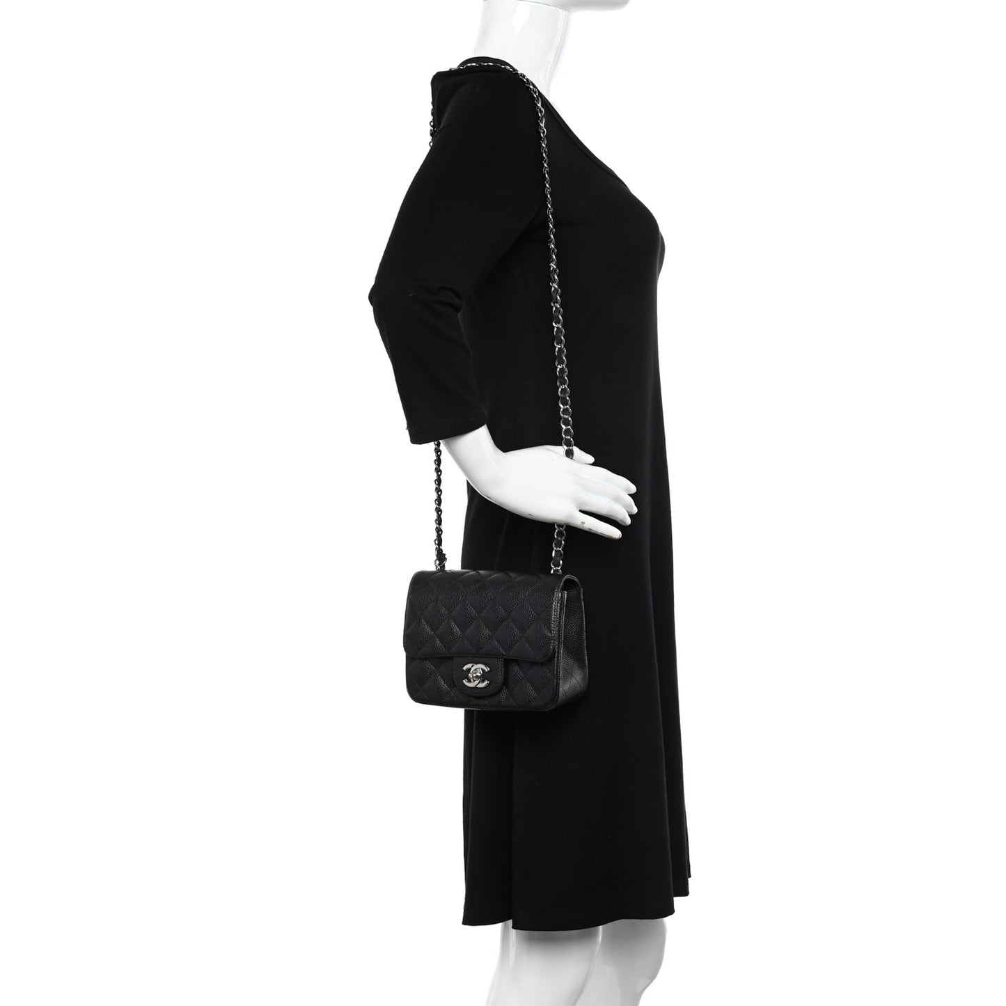 Caviar Quilted Mini Square Flap Black
