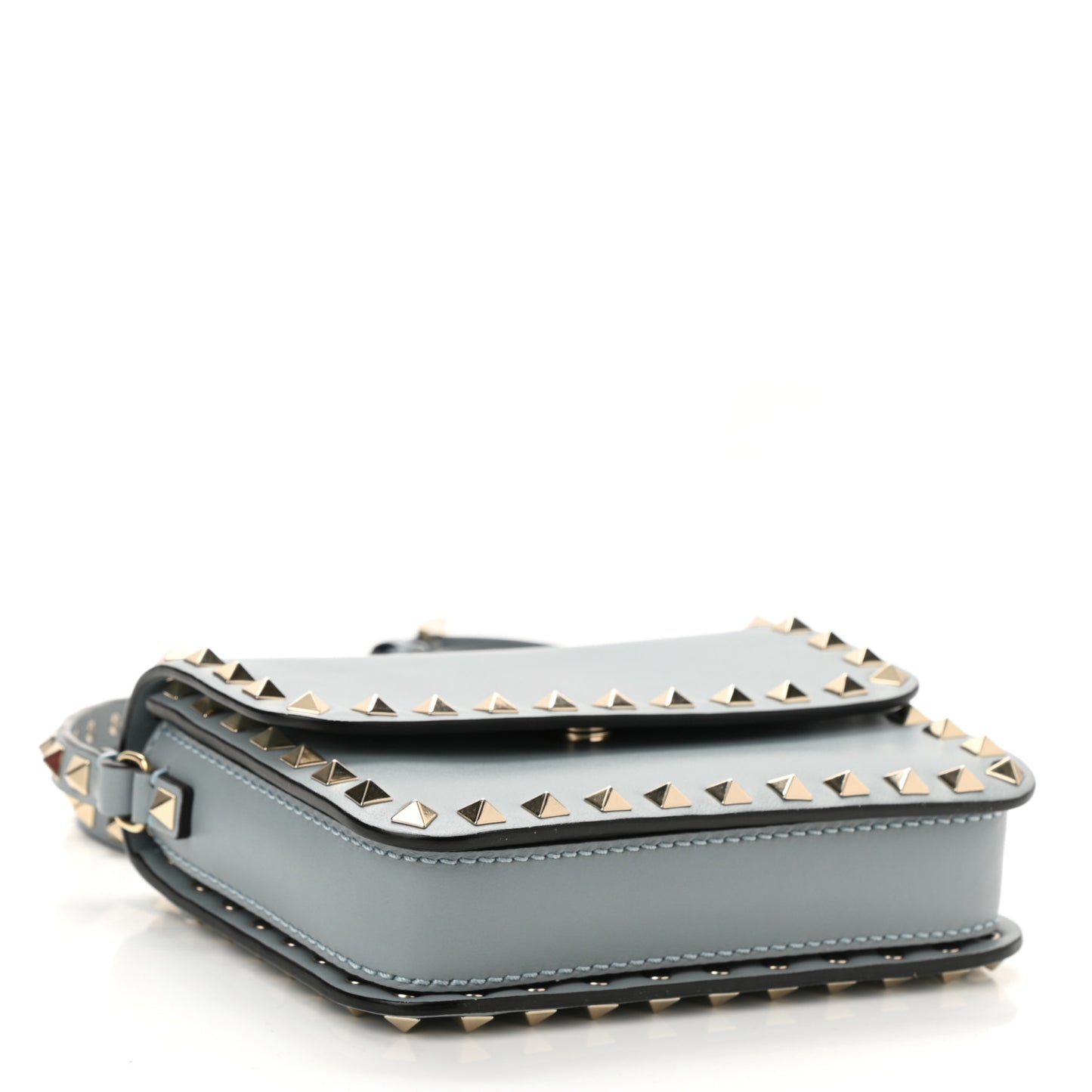Vitello Rockstud Flap Crossbody Bag London Stone