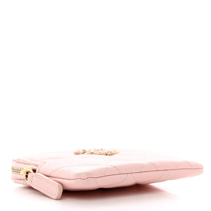 Chanel Caviar Quilted Crystal Zip Card Holder Wallet Light Pink 4 of 7
