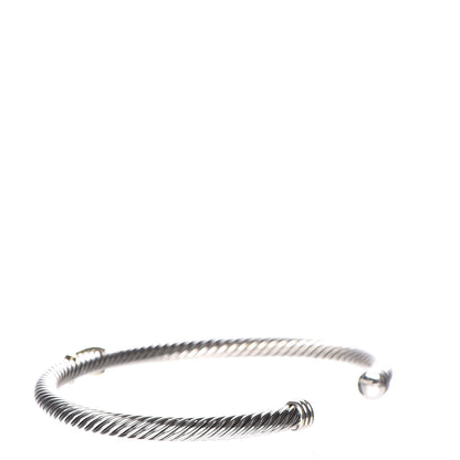 David Yurman Sterling Silver 18K Yellow Gold 4mm X Station Cable Bracelet 3 of 4