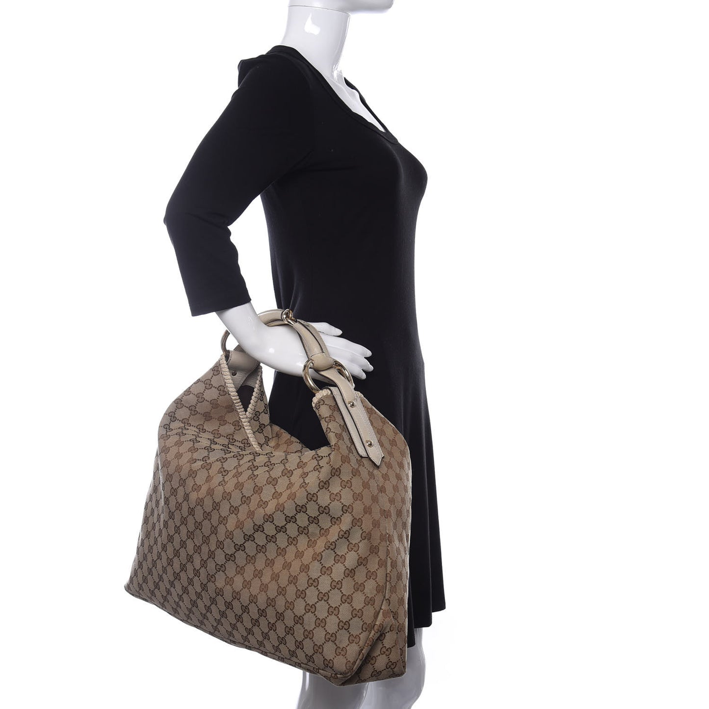 Monogram Large Horsebit Chain Hobo Off White