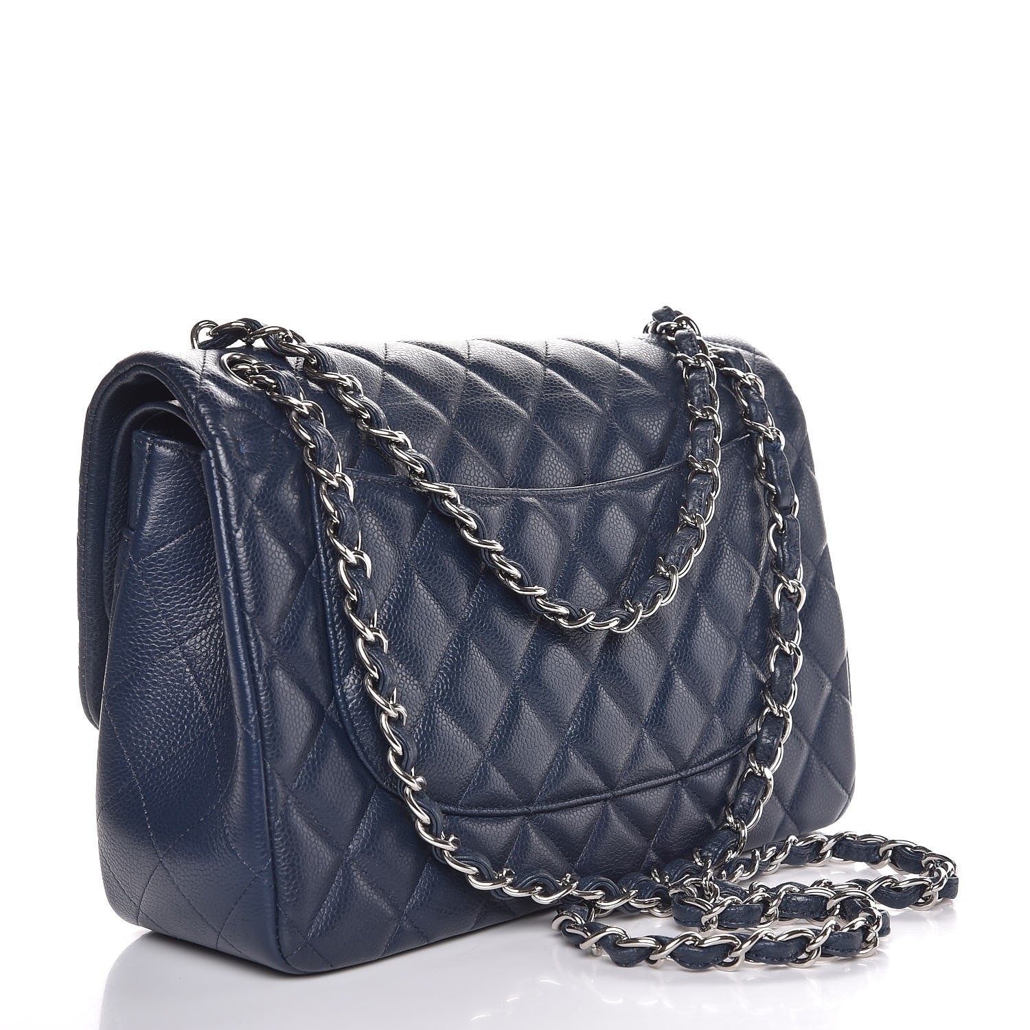 Chanel Caviar Quilted Jumbo Double Flap Navy Blue 3 of 7
