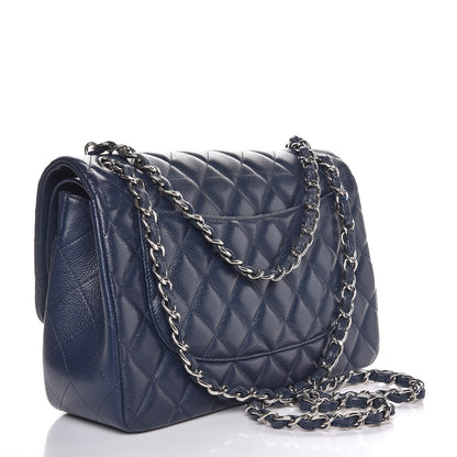 Chanel Caviar Quilted Jumbo Double Flap Navy Blue 3 of 7
