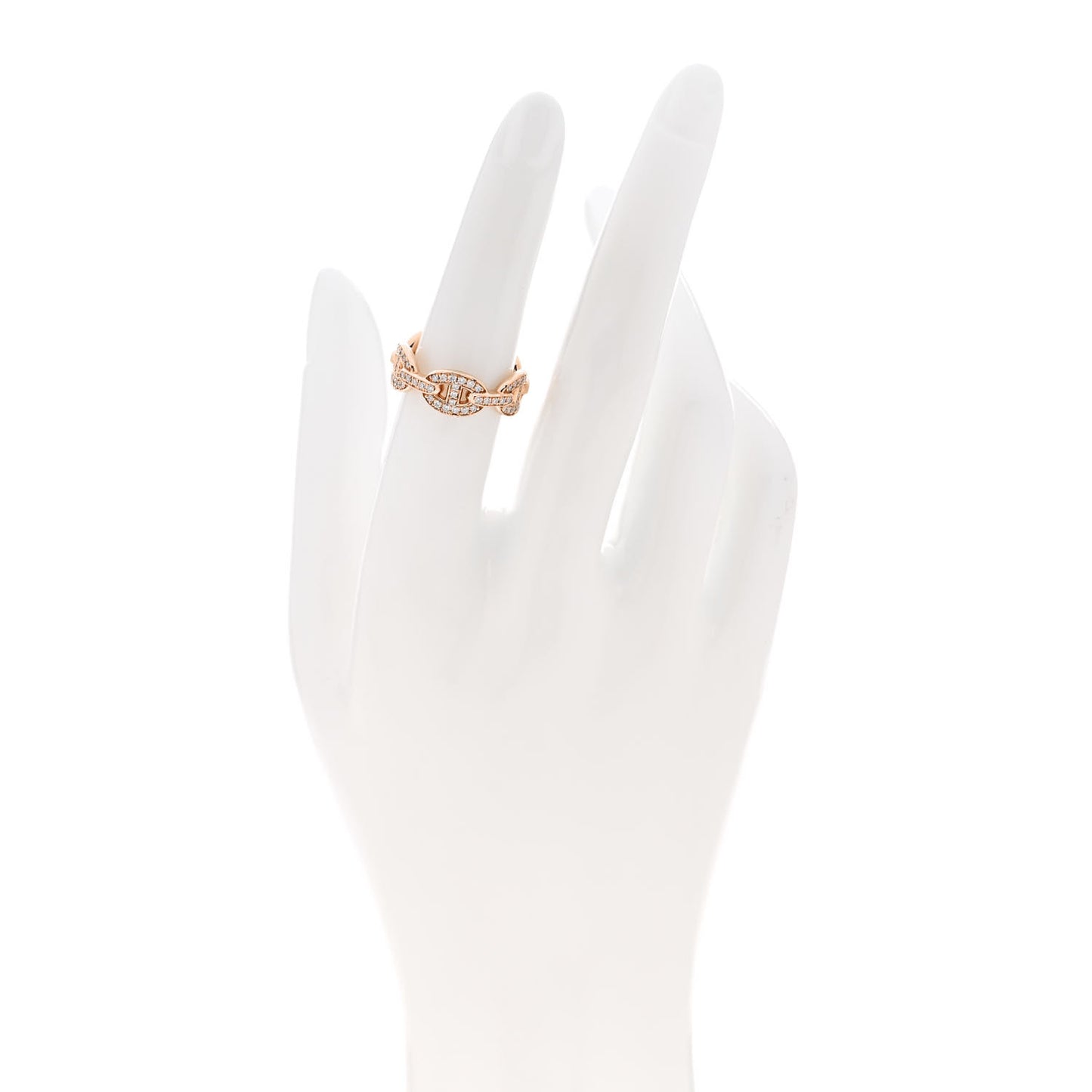 18K Rose Gold Diamond PM d'Ancre Enchainee Ring 52 6