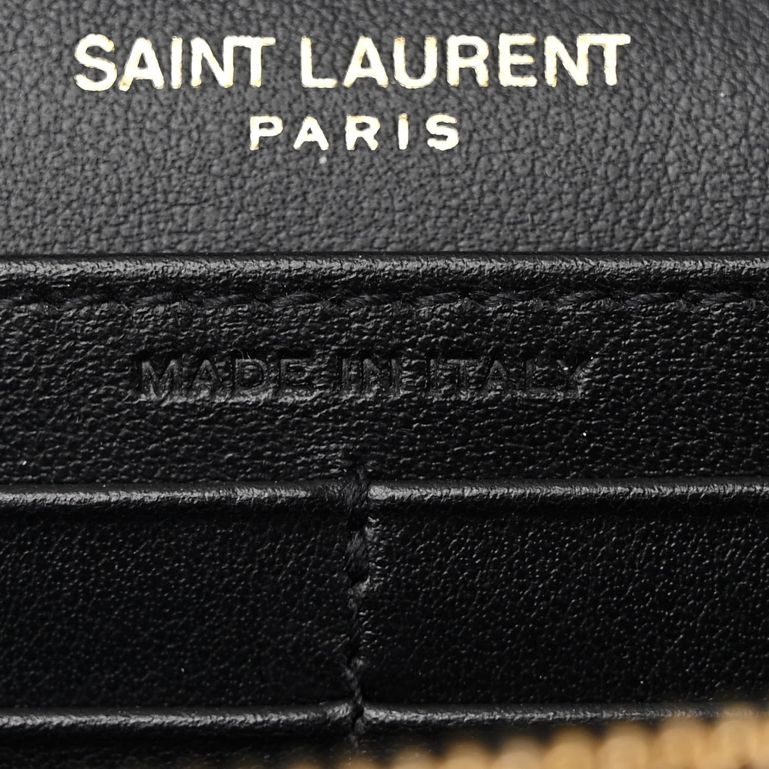 Saint Laurent Calfskin Crocodile Embossed Monogram Chain Wallet Black 8 of 12