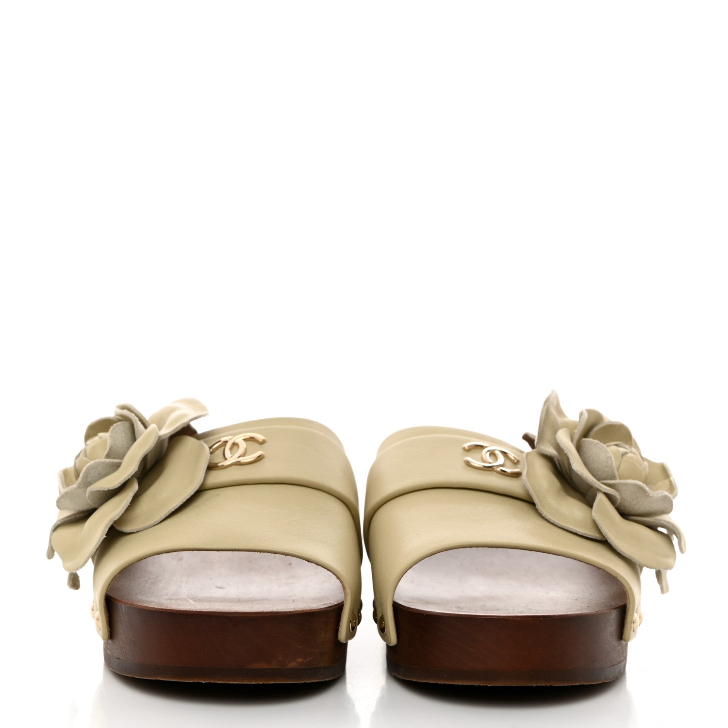 Chanel Calfskin Camellia Clogs 36 Light Beige 2 of 8
