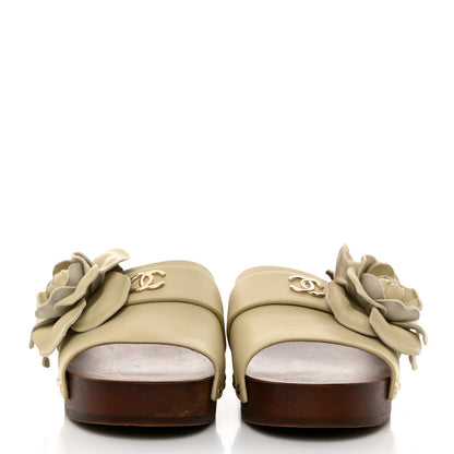 Chanel Calfskin Camellia Clogs 36 Light Beige 2 of 8