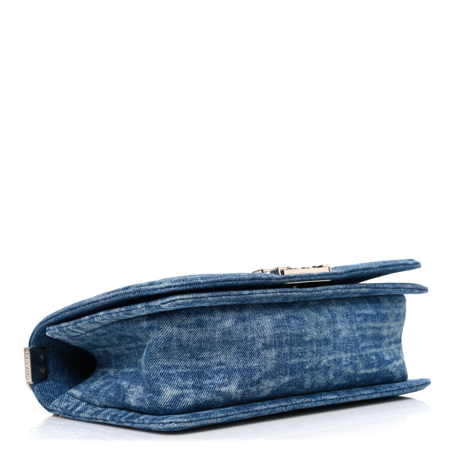Chanel Cotton Tweed Denim Medium Boy Flap Light Green Light Blue 4 of 11