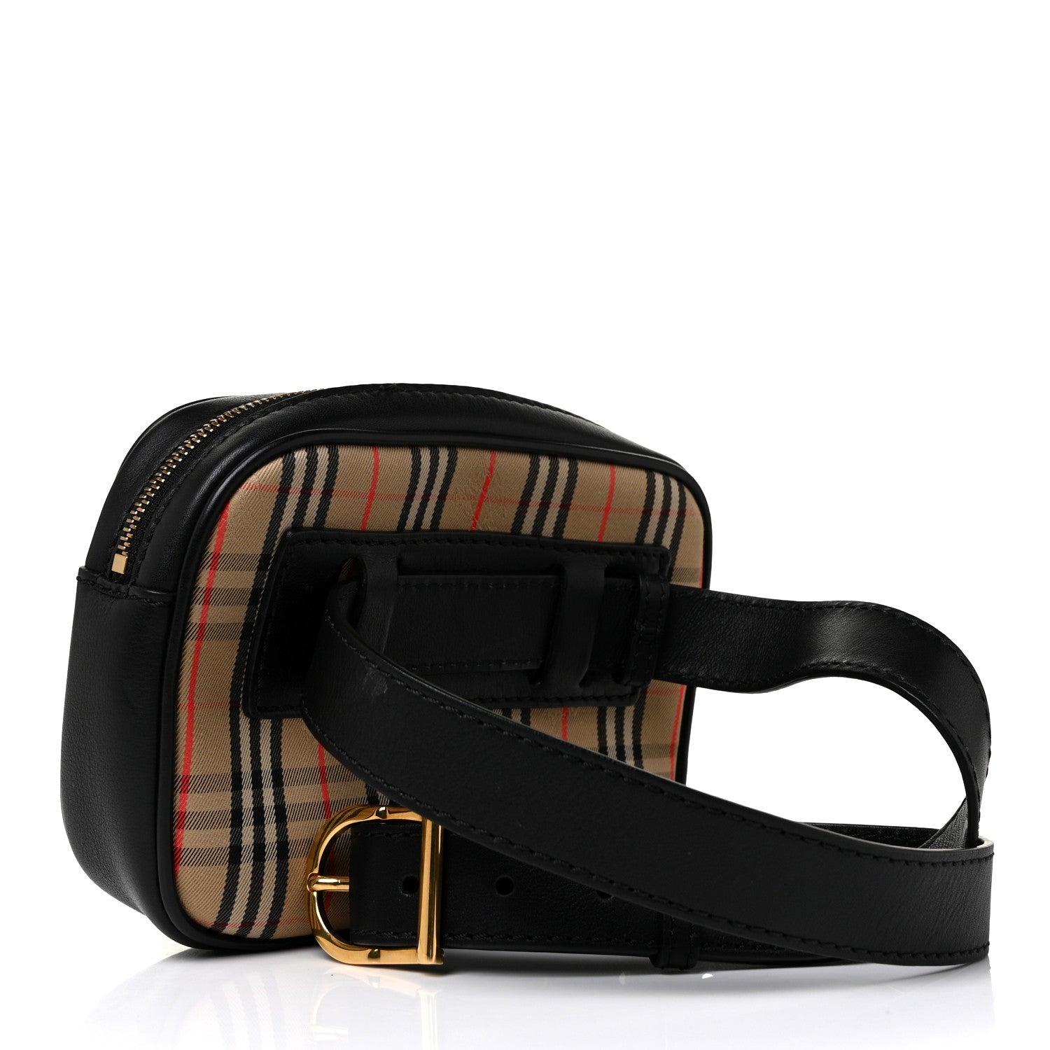 Burberry 1983 Knight Check Smooth Calfskin Link Bum Bag Black 3 of 8