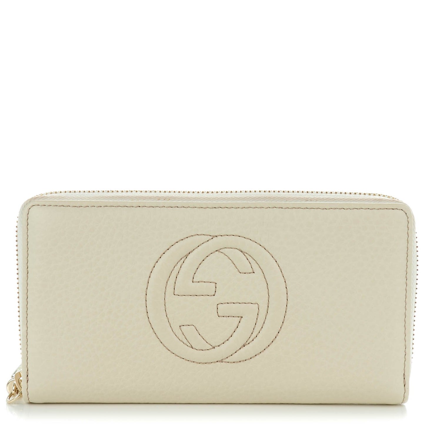 Pebbled Calfskin Soho Zip Around Wallet Off White
