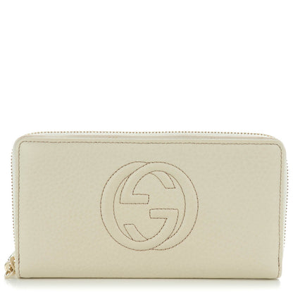 Gucci Pebbled Calfskin Soho Zip Around Wallet Off White 1 of 8