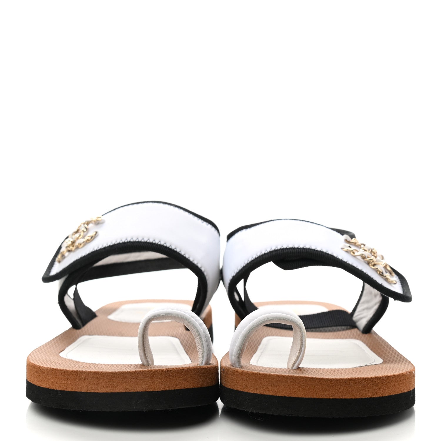 Chanel Fabric Lambskin CC Sandals 38 White 2 of 10