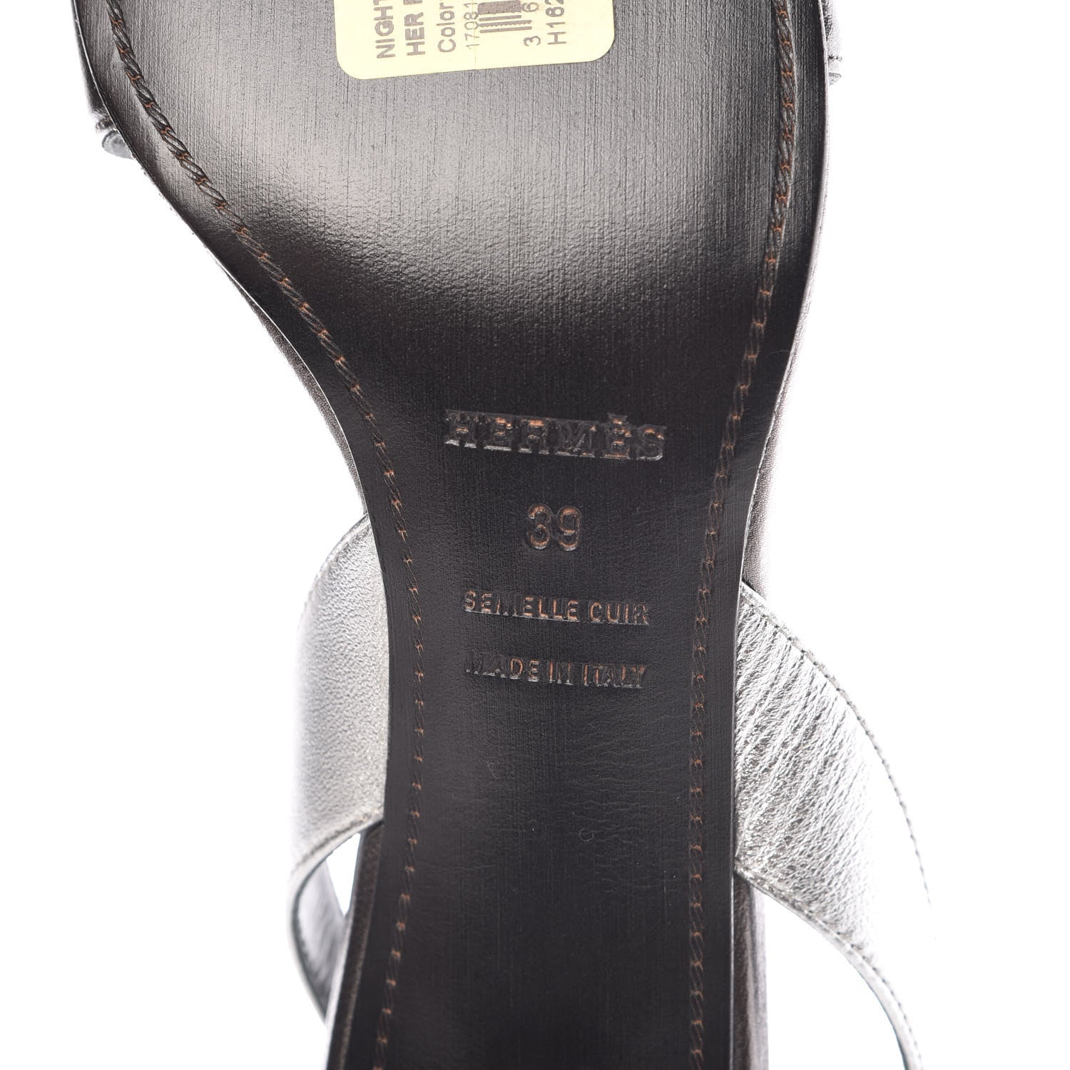 Hermes Metallic Nappa Night 70 Slingback Sandals 39 Canon De Fusil Argent 6 of 9