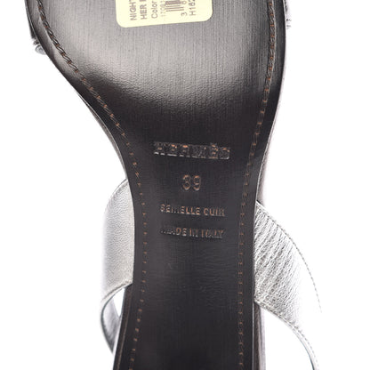Hermes Metallic Nappa Night 70 Slingback Sandals 39 Canon De Fusil Argent 6 of 9