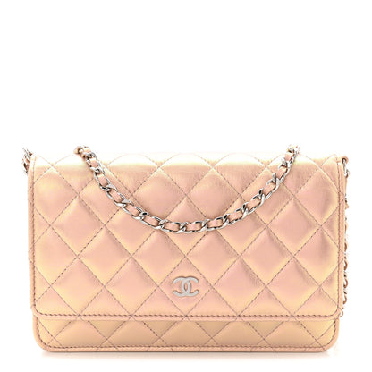 Chanel Iridescent Calfskin Quilted Wallet On Chain WOC Pink 1 of 11