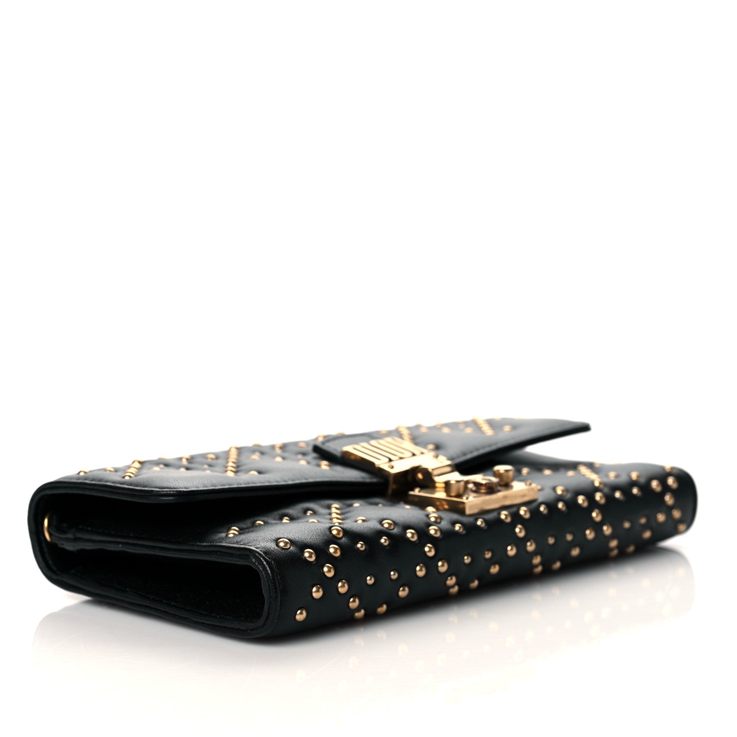 Christian Dior Lambskin Cannage Studded Dioraddict Wallet on Chain Black 4 of 13