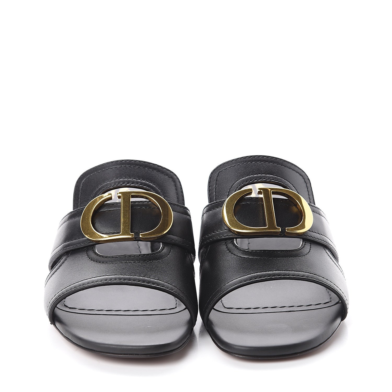 Christian Dior Calfskin 30 Montaigne Mid-Heel Slide Sandals 37 Black 2 of 7
