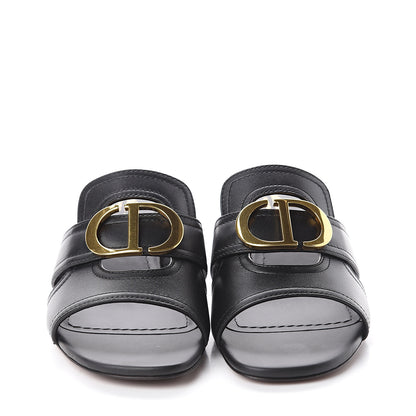 Christian Dior Calfskin 30 Montaigne Mid-Heel Slide Sandals 37 Black 2 of 7