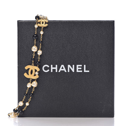 Chanel Pearl Bead CC Long Necklace Black Gold 5 of 5