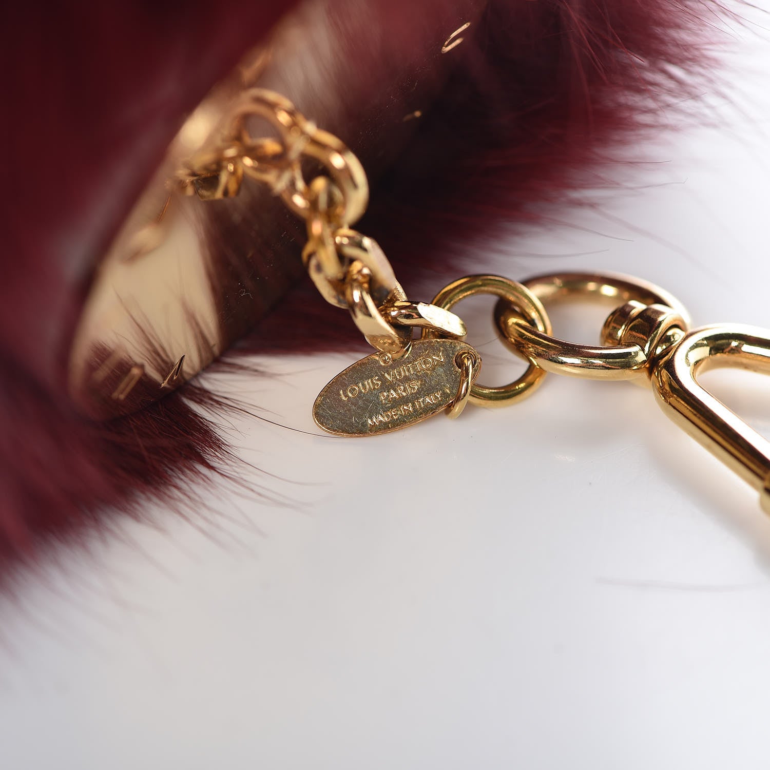 Louis Vuitton Fox Fur Fuzzy V Bag Charm Amarante 4 of 4