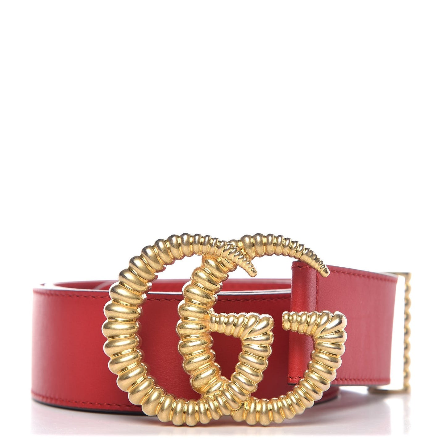 Moon Calfskin Torchon Double G 40mm Belt 80 32 Hibiscus Red