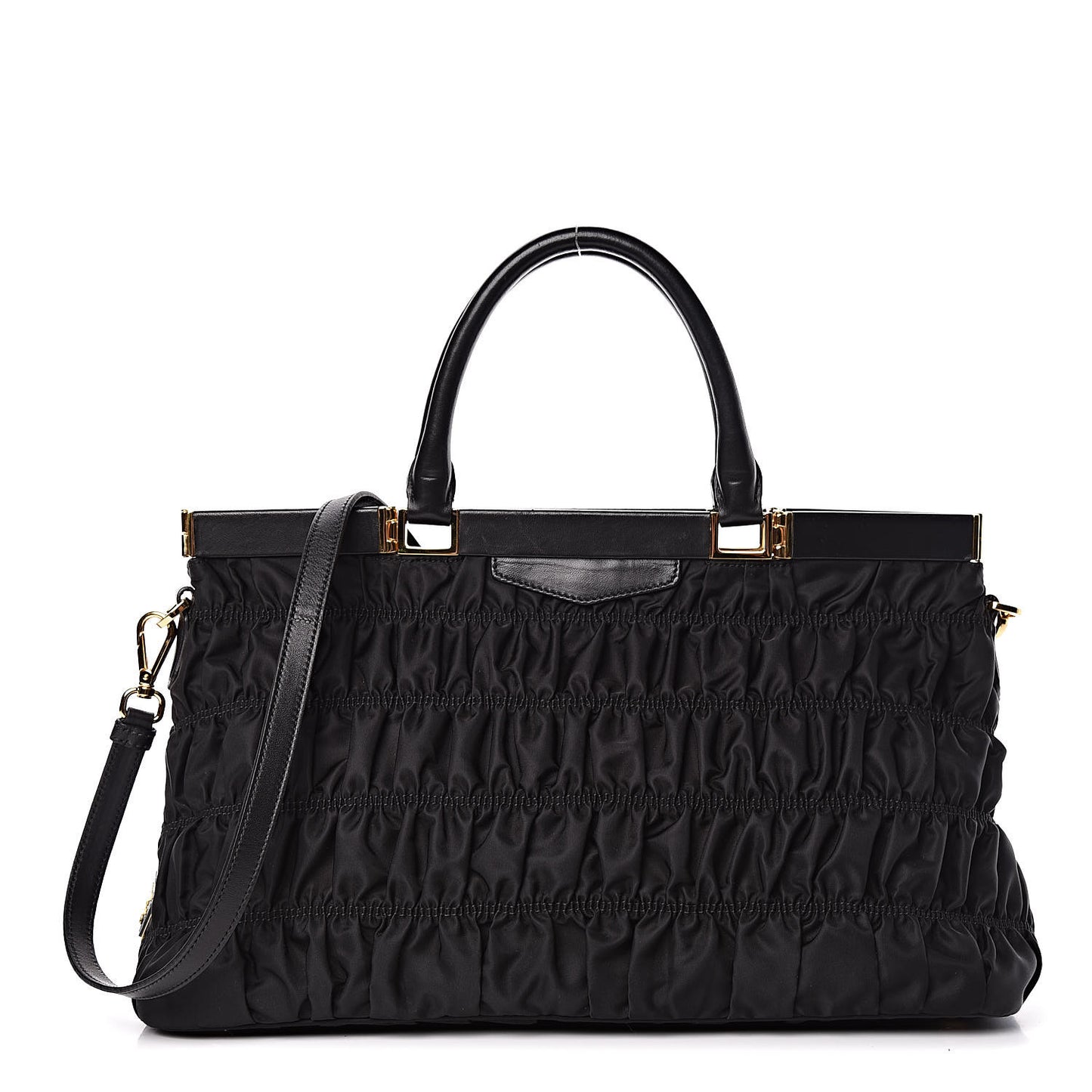 Tessuto Nylon Gaufre Tote Black