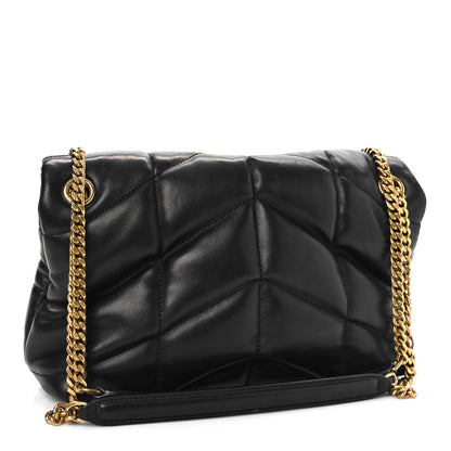 Saint Laurent Lambskin Quilted Small Loulou Puffer Monogram Chain Satchel Black 3 of 8