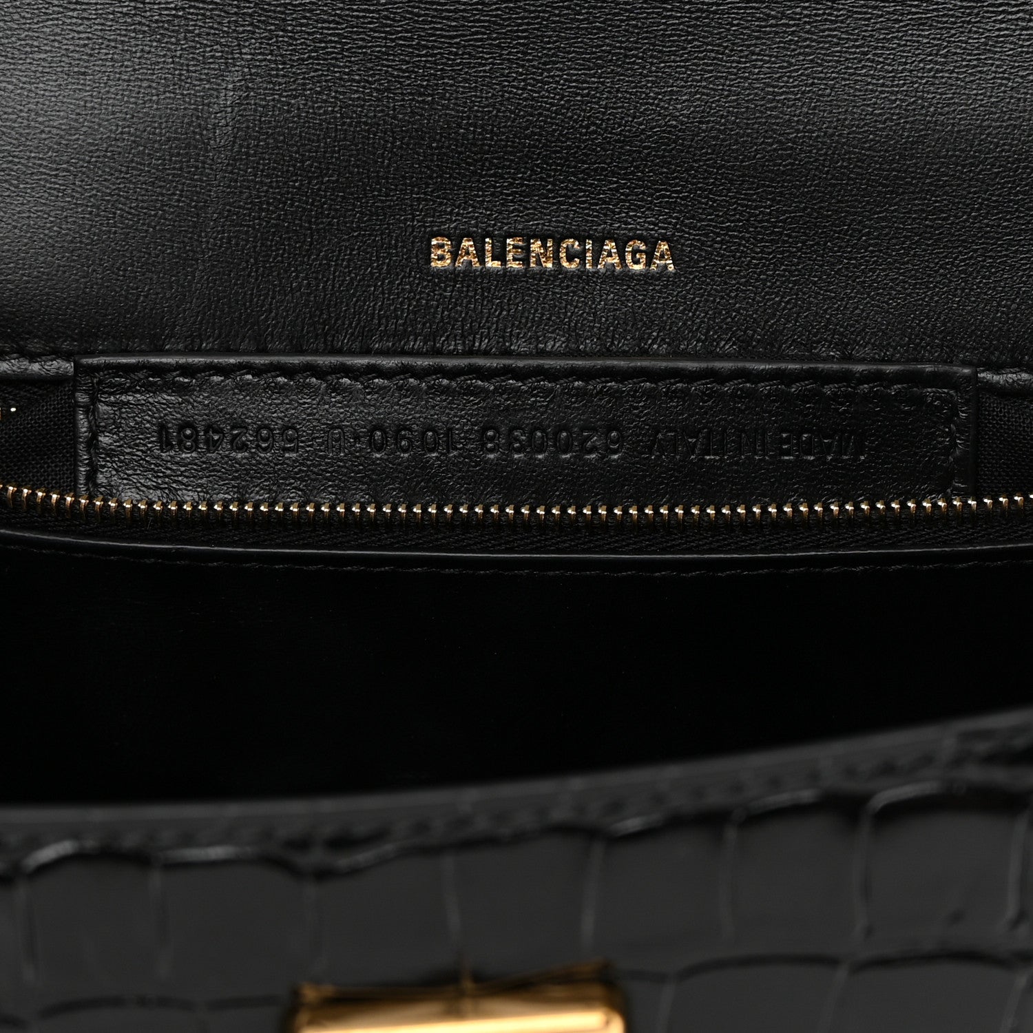 Balenciaga Shiny Calfskin Graffiti Logo Crocodile Embossed Medium Ghost Shoulder Bag Black White 7 of 13