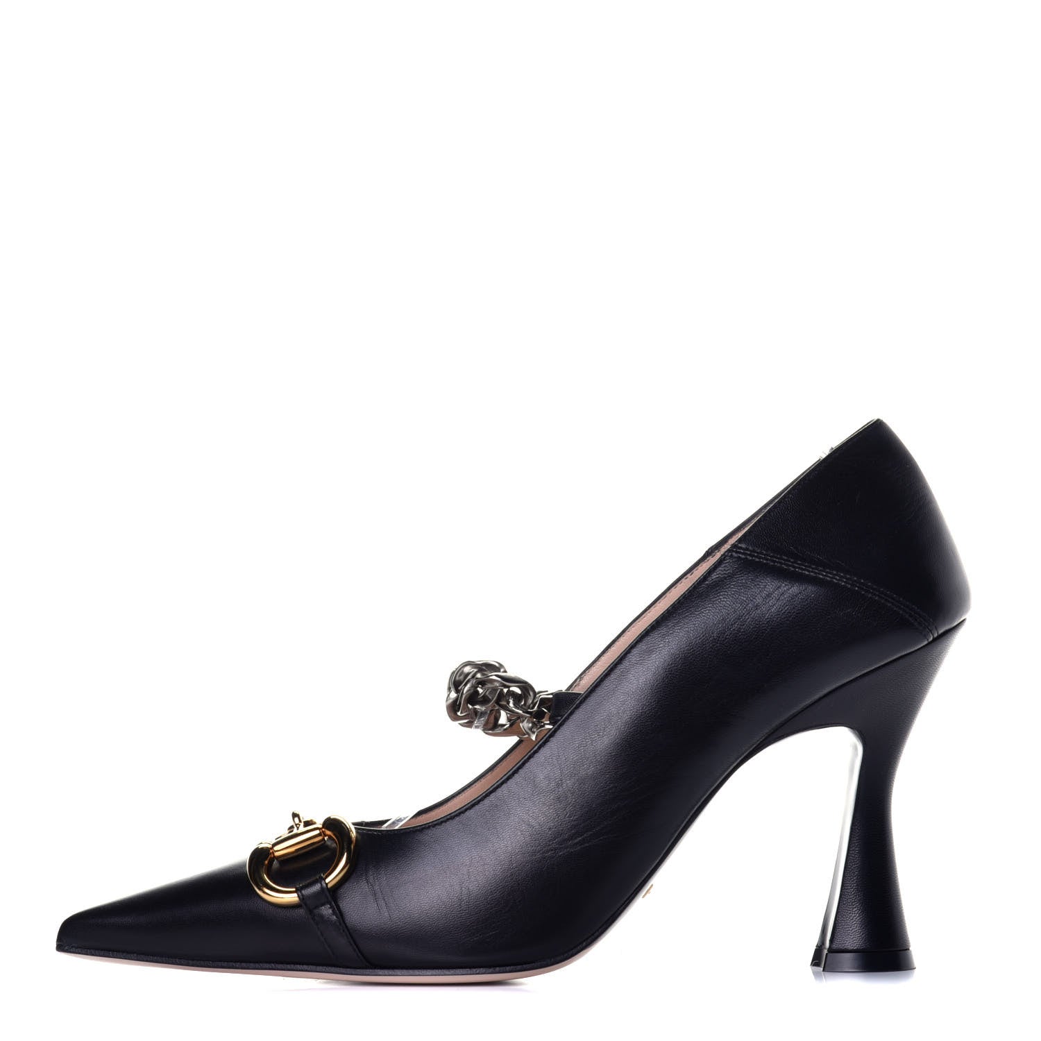 Gucci Malaga Kid Deva Horsebit Chain Embellished Pumps 41 Black 1 of 9