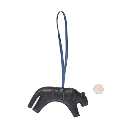 Hermes Milo Lambskin Rooroo Bag Charm Black Bleu de Malte 2 of 4