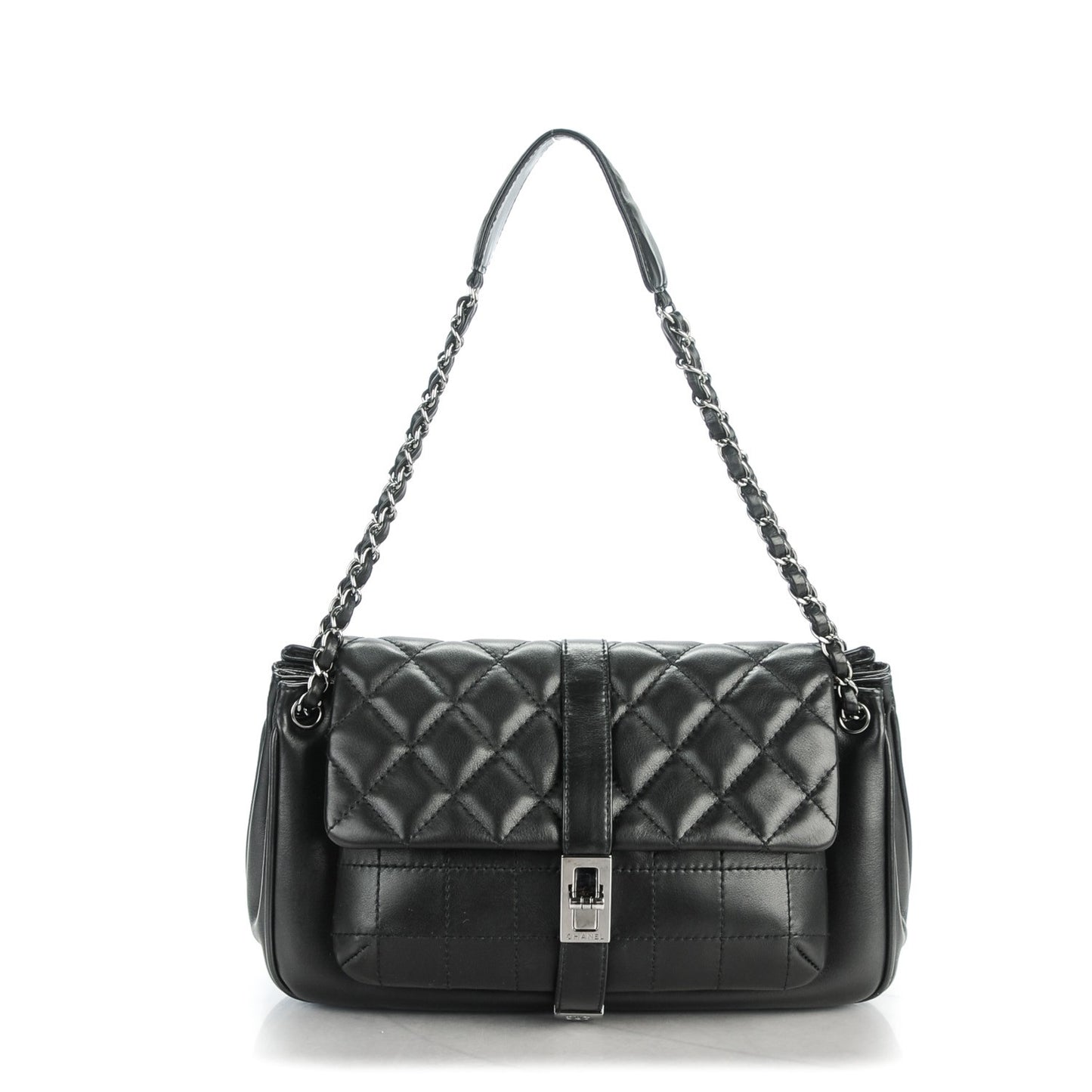 Lambskin Quilted Accordion Mademoiselle Flap Black