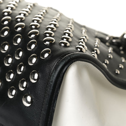 Alexander McQueen Calfskin Large Studded Padlock Zip Around Tote Black White 13 of 17