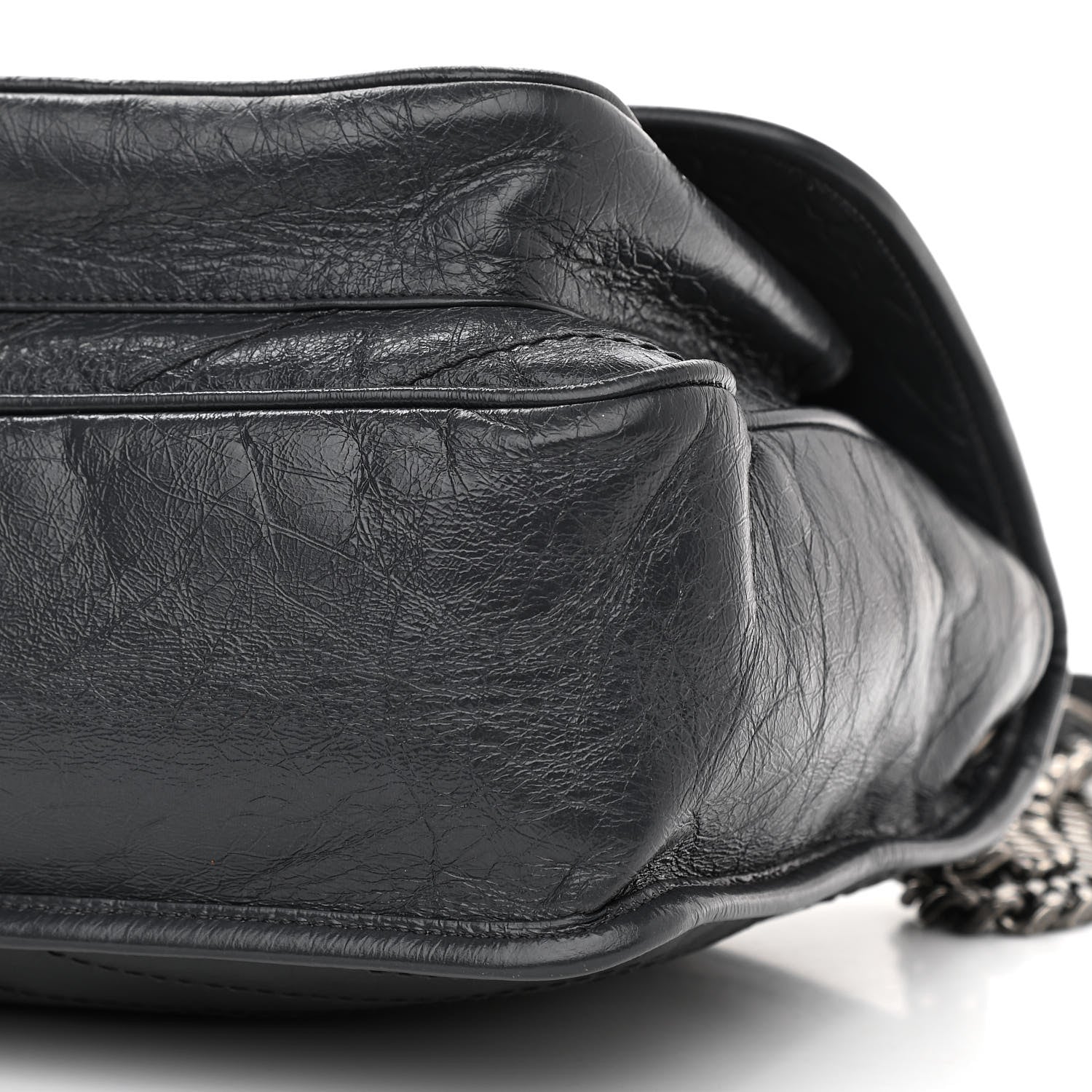 Saint Laurent Crinkled Calfskin Matelasse Monogram Medium Niki Chain Satchel Dark Smog 10 of 10
