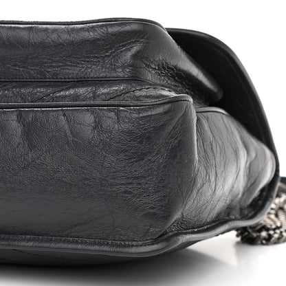 Saint Laurent Crinkled Calfskin Matelasse Monogram Medium Niki Chain Satchel Dark Smog 10 of 10