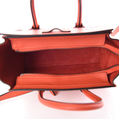 Celine Drummed Calfskin Nano Luggage Vermillion 5 of 9
