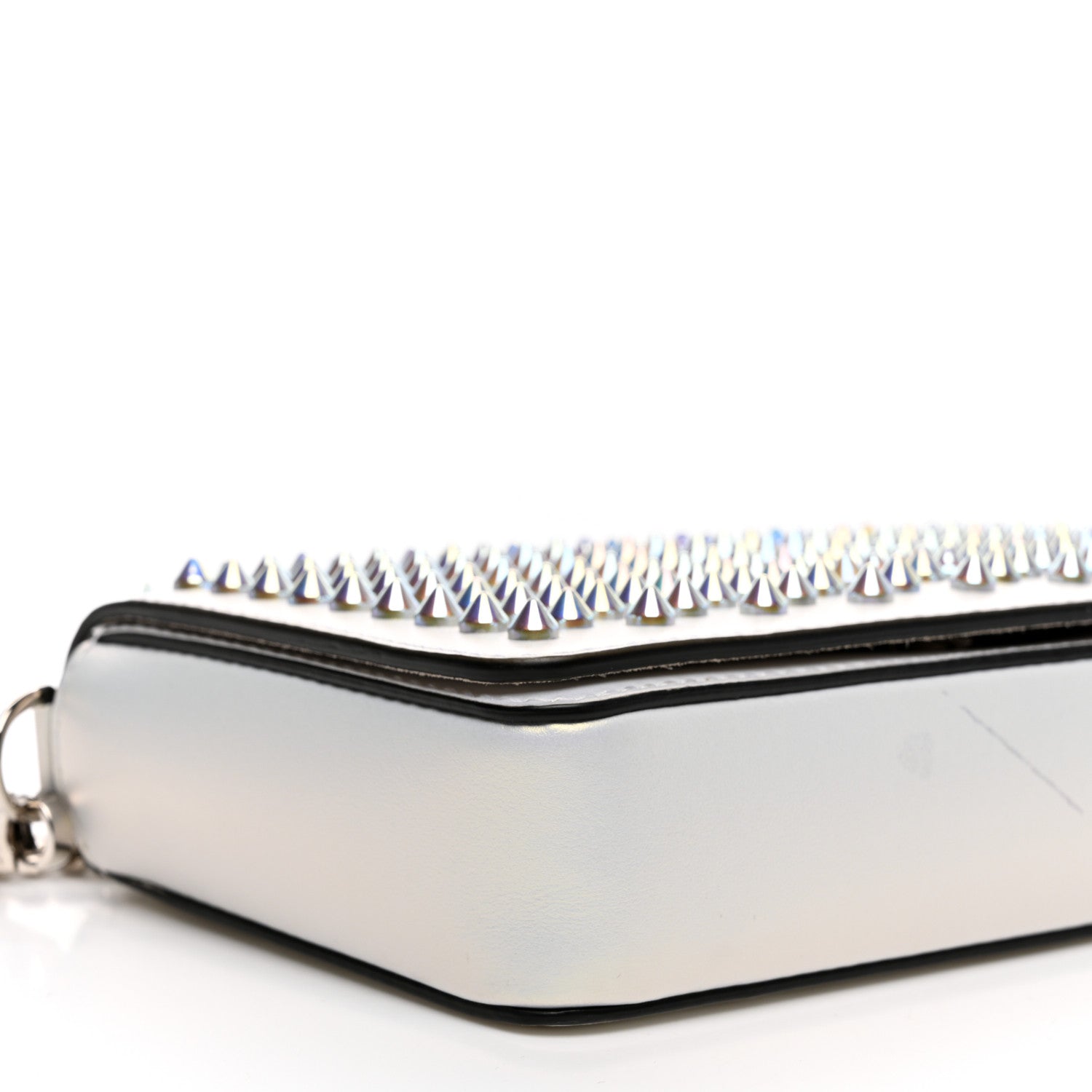 Christian Louboutin Metallic Calfskin Spiked Zoompouch Crossbody Snow Silver 8 of 10