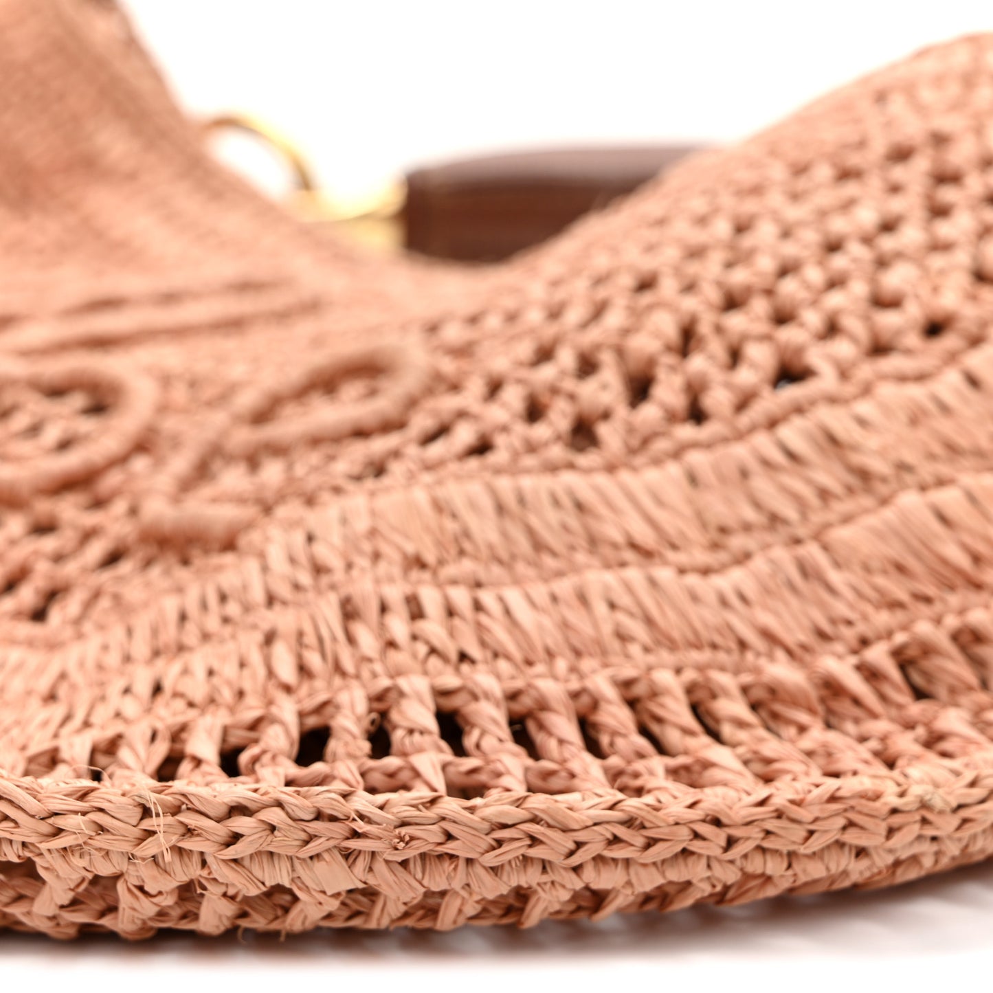 Raffia Calfskin Summer Banana Hobo Summery Beige