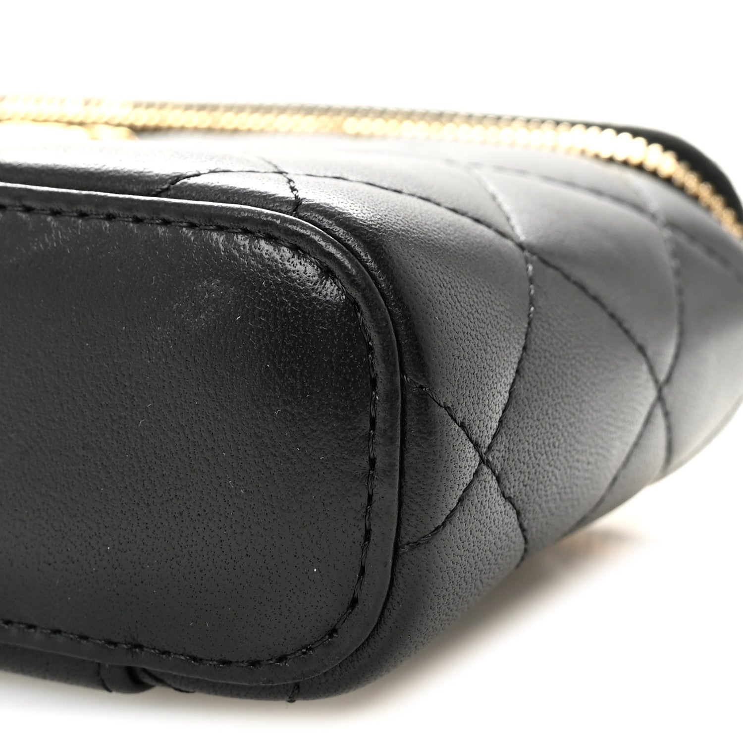 Chanel Lambskin Quilted Resin Vanity Case With Chain Black 1894413