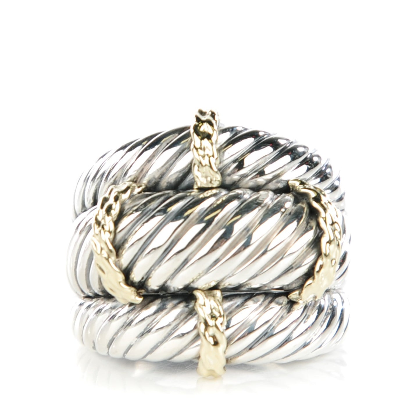 Sterling Silver 14K Yellow Gold 27mm Cable Ring 55 7.25