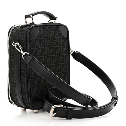 Fendi Recycled Fabric Jacquard Vitello Astro Micro FF Mini Trolley Bag Asfalto Black 4 of 13