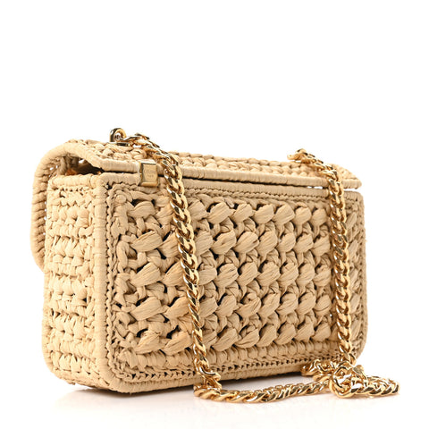 Raffia Effect Claude Chain Shoulder Bag Natural