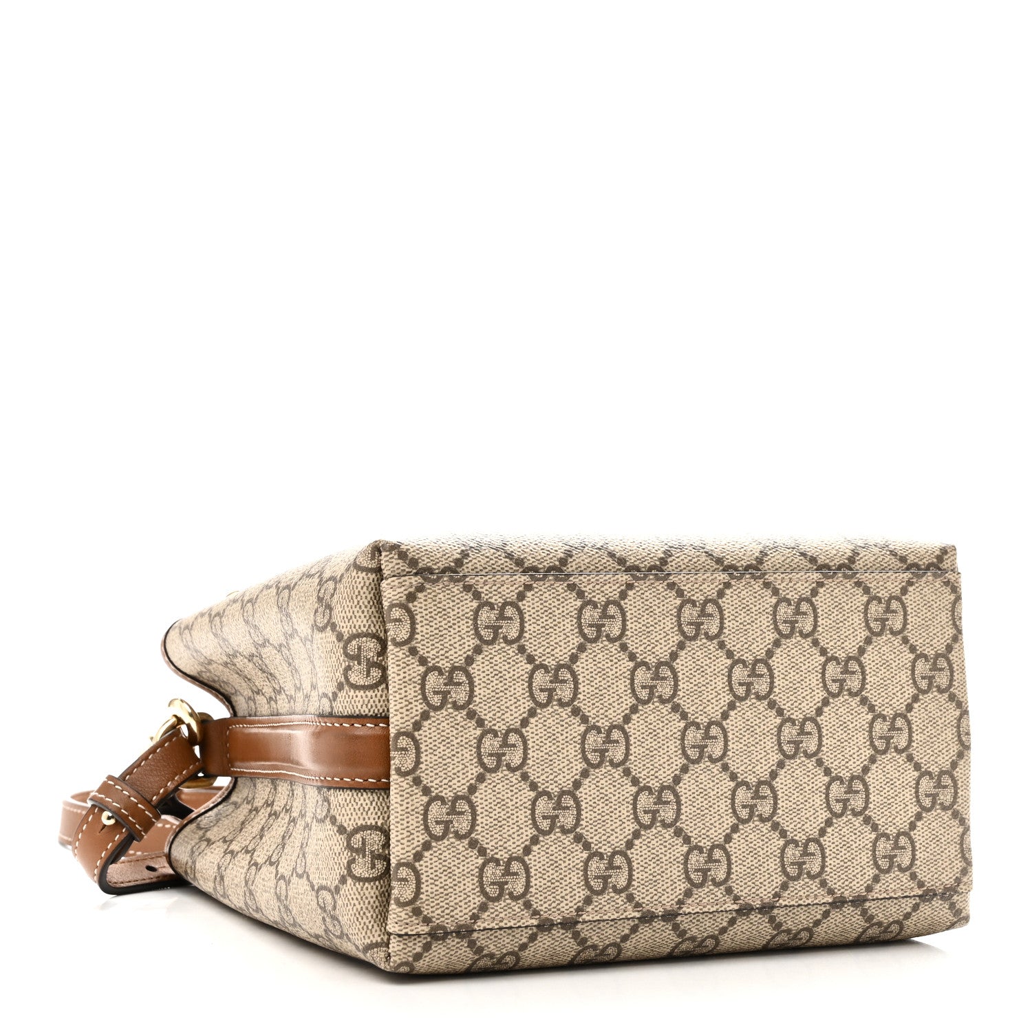 Gucci GG Supreme Monogram Emblem Small Shoulder Bag Beige Ebony Sundial 4 of 9