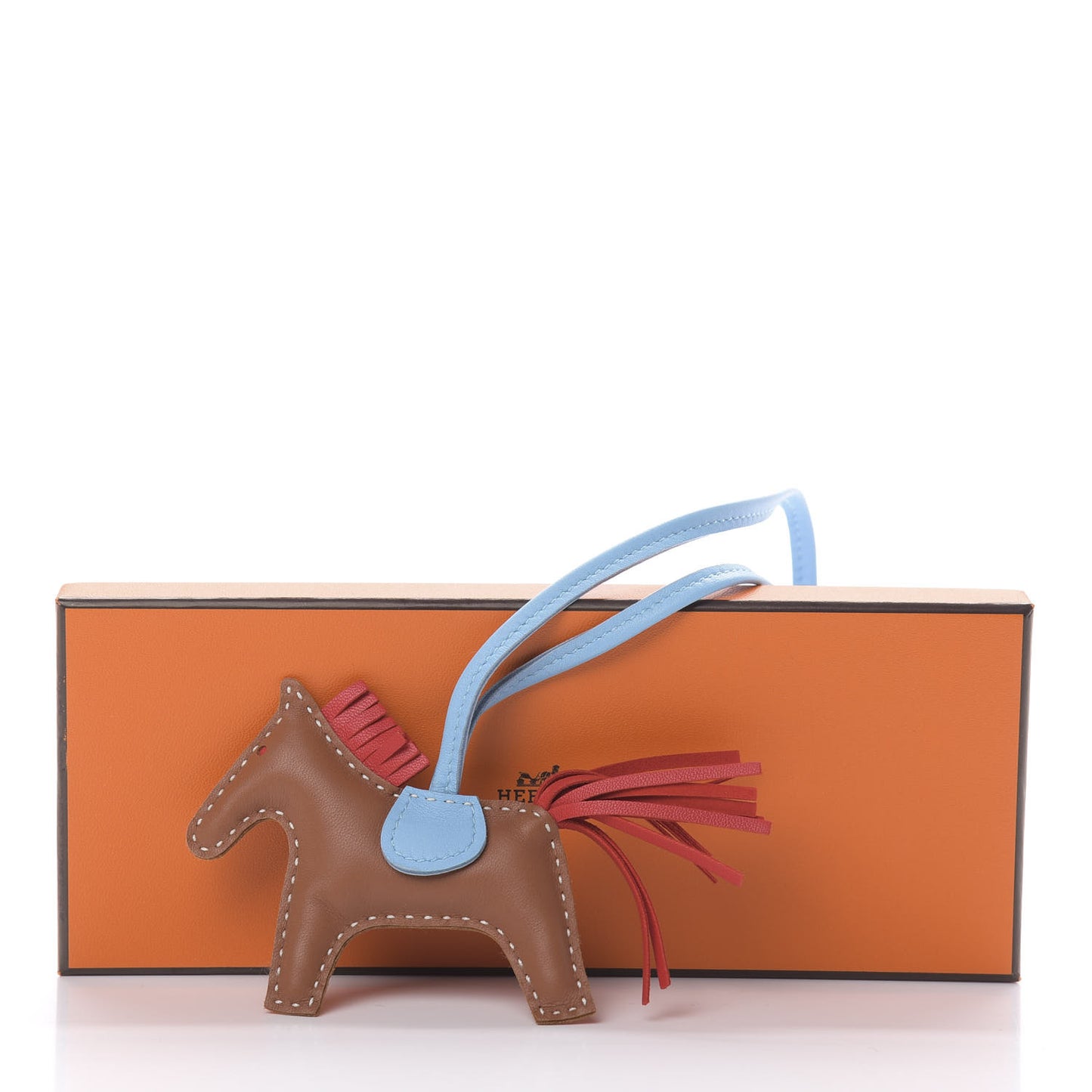 Milo Lambskin Grigri Rodeo Horse Bag Charm PM Sesame Rouge Indien Celeste