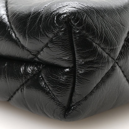 Chanel Shiny Aged Lambskin Quilted Kiss Lock Clutch With Chain Black 9 of 10
